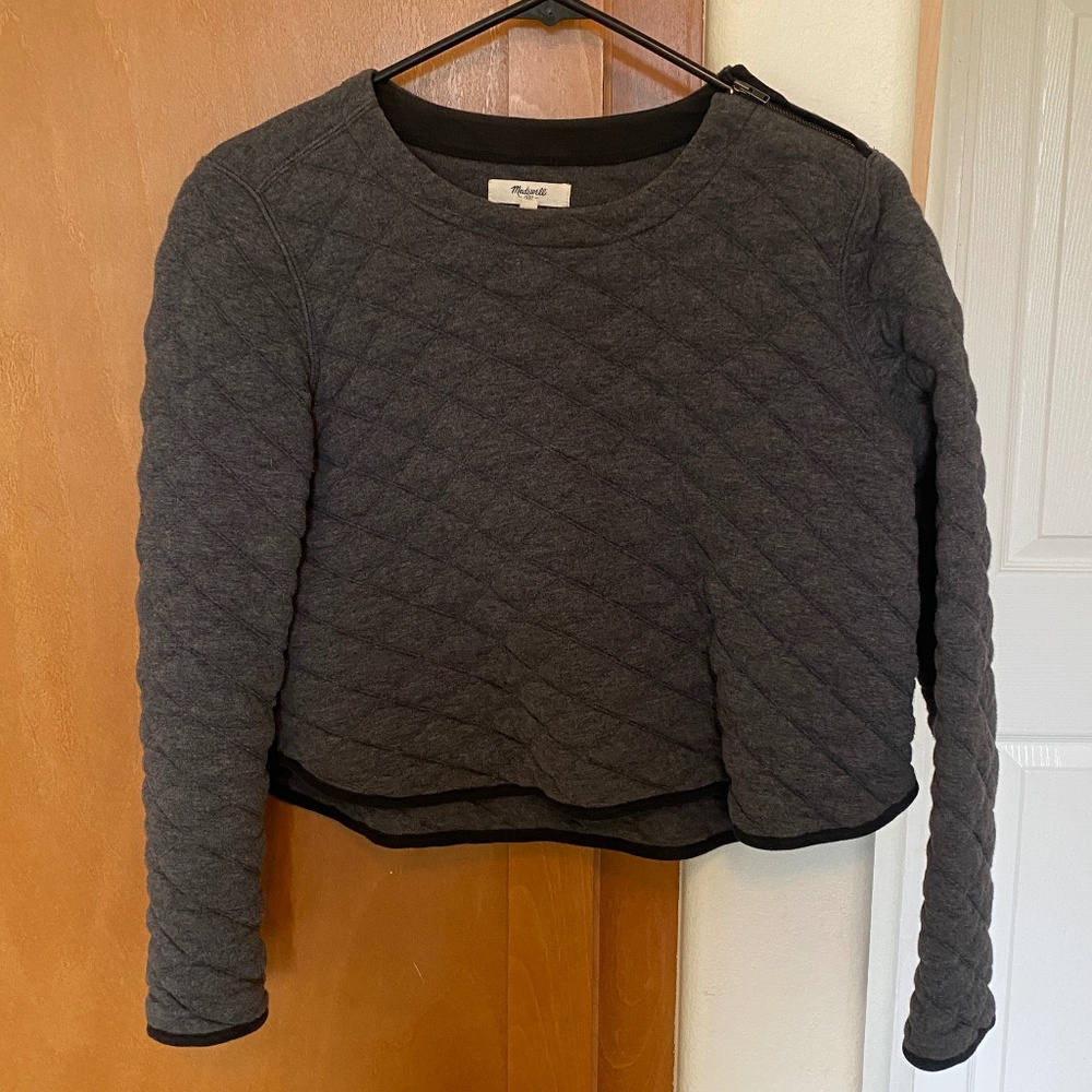 Madewell Cropped Quilted Sweater - Size S
